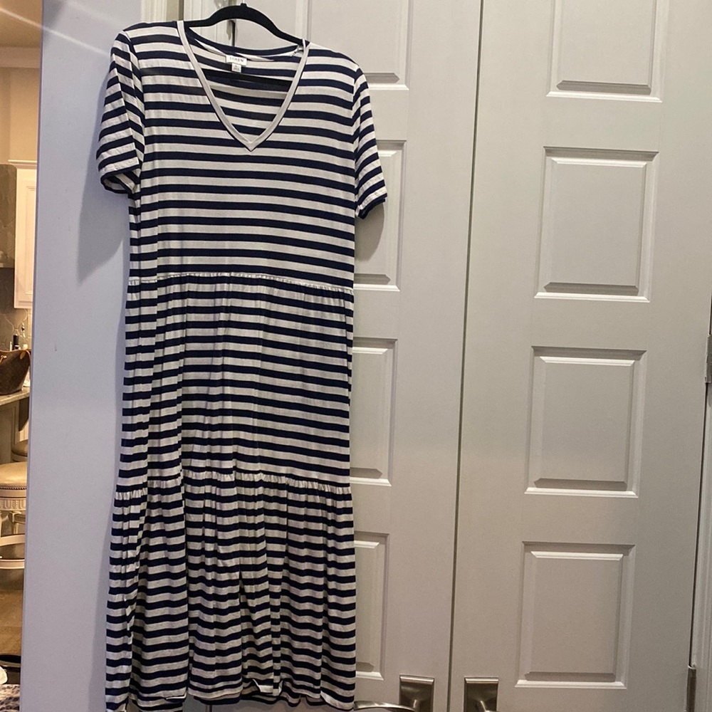 J Crew Large blue striped dress